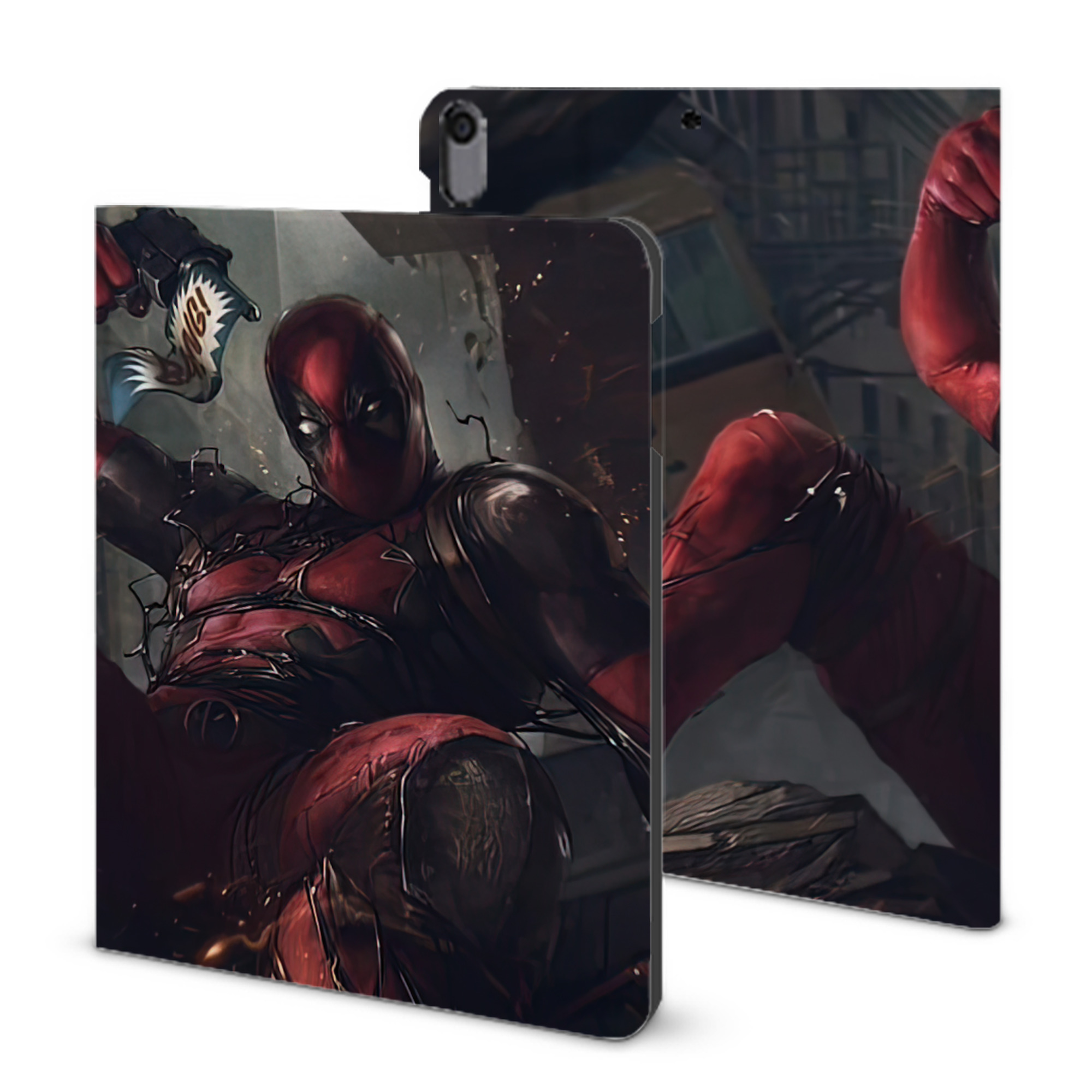 （画像用） Deadpool デッドプール IPad ケース ブック型 PUレザー TPU 耐衝撃 軽量 薄型 ペン収納なし 全面保護 IPad 各モデル対応
